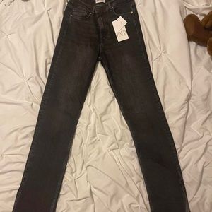 zara high rise split skinny jeans